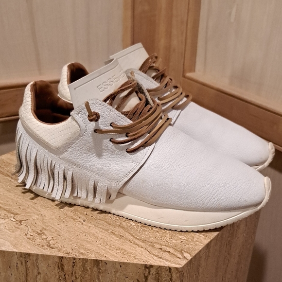 Esse ut Esse White Leather Fringe Sneakers EU 40 US 10 - Picture 3 of 14